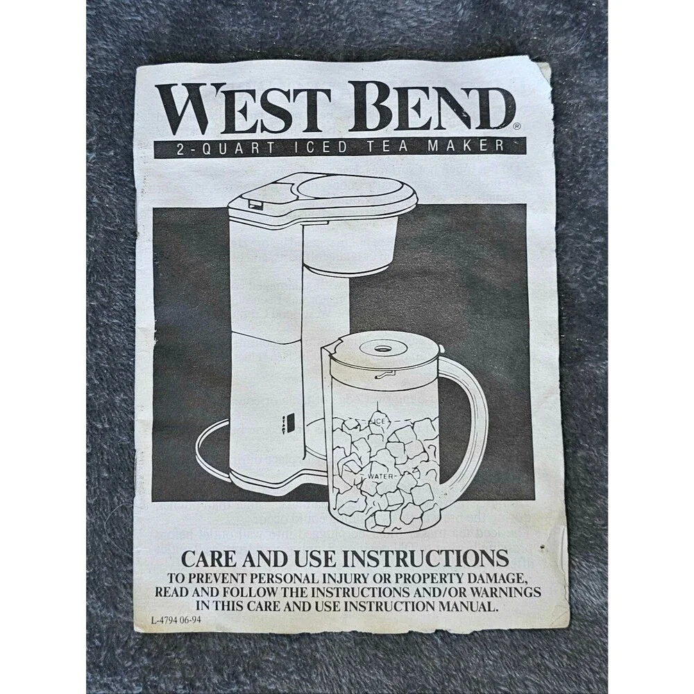 West Bend 2 Quart Electric Iced Tea Maker Vintage Model 6050E Tested & Working